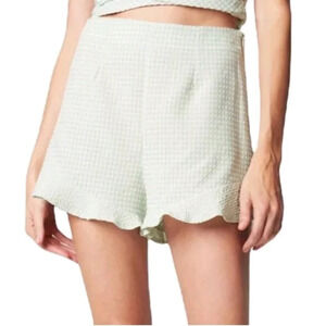 Anthropologie Blank NYC Mint Green Gingham Ruffle Lightweight Shorts Size Large